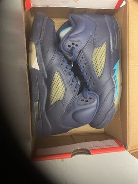 Jordan Navy Blue and Teal Sneaker Interior Tag